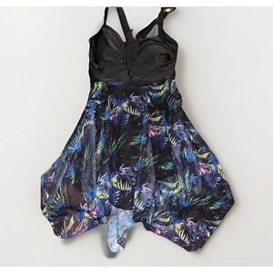 Bloomchic Bathing Suit Mesh Shark Bite Tropical Skirt Size 14 16 Beach Vacation